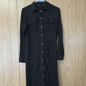 G.I.L.I. Black Long Sleeve Button-Up Dress